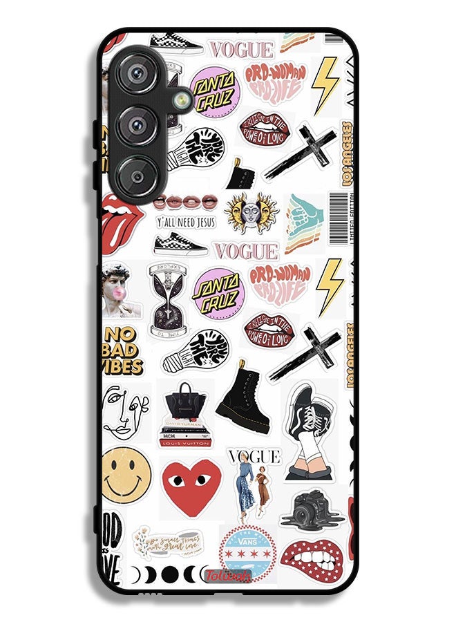 Tolwak Samsung Galaxy M36 Protective Case Cover No Bad Vibes Stickers - Image 1