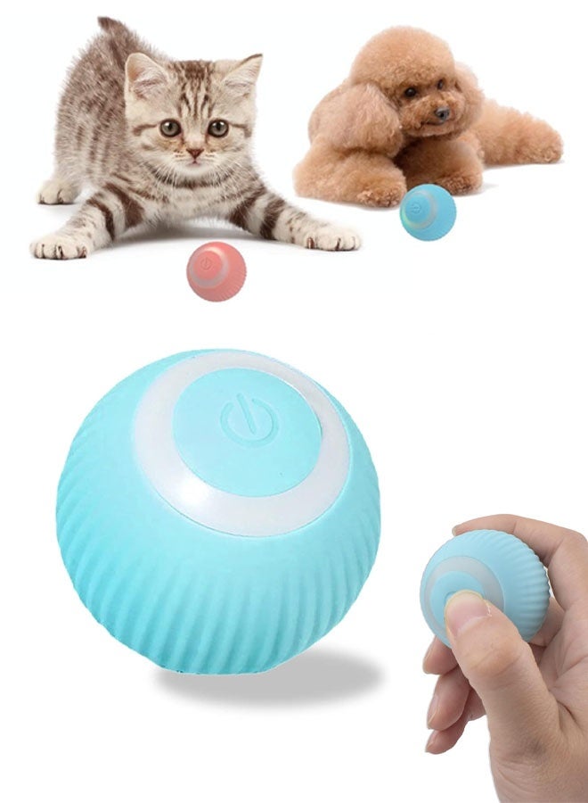 Automatic Active Rolling Ball for  Dogs Self Moving Balls, Interactive Cat Ball Toy with LED Lights, USB Rechargeable, Silicone Surface (Blue) - Image 1