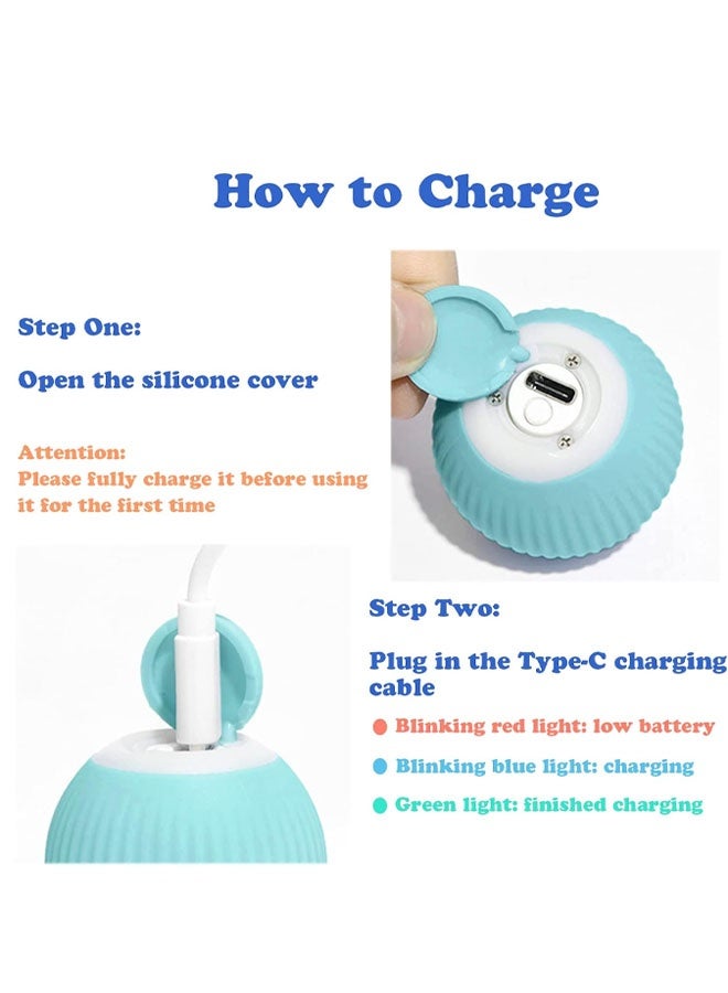 Automatic Active Rolling Ball for  Dogs Self Moving Balls, Interactive Cat Ball Toy with LED Lights, USB Rechargeable, Silicone Surface (Blue) - Image 4
