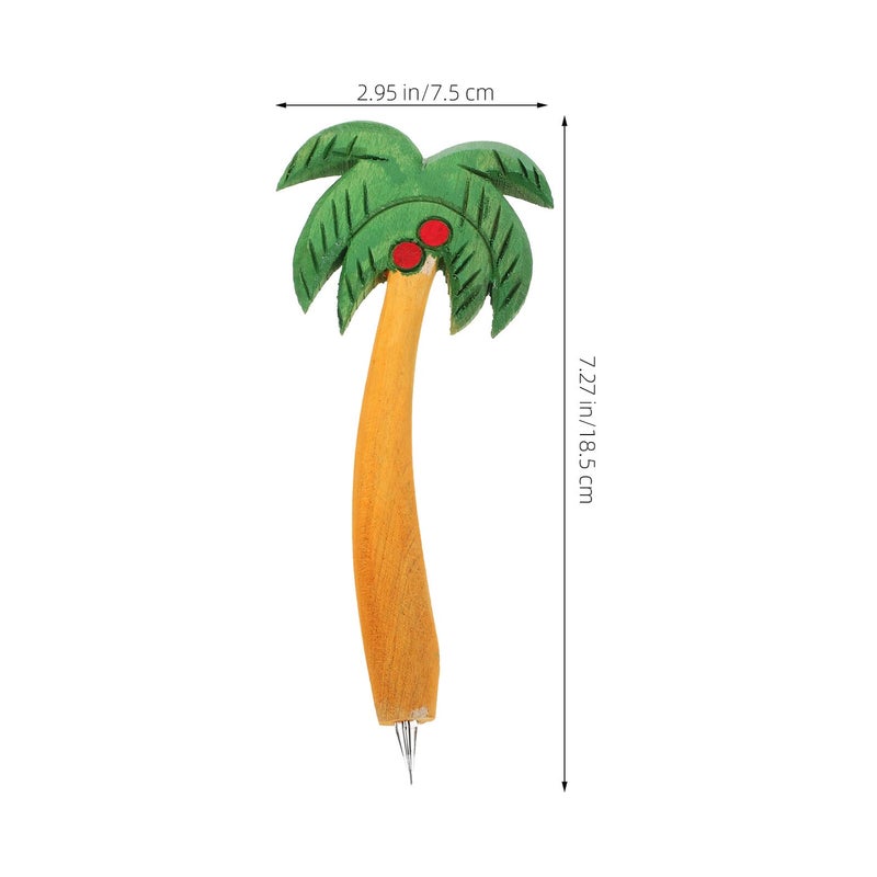 Wooden Ballpoint Pens Coconut Tree Design 2 Pack Smooth Writing For Office School - Image 3