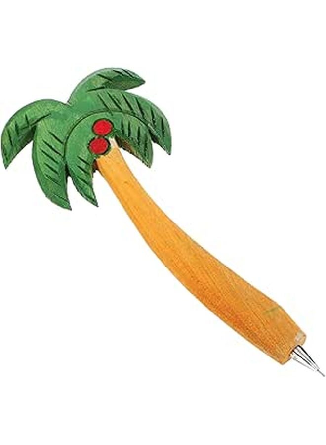 Wooden Ballpoint Pens Coconut Tree Design 2 Pack Smooth Writing For Office School - Image 1
