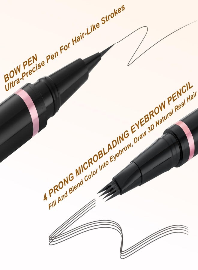 LAVONE Eyebrow Pencil Makeup Kit, with Waterproof 2-IN-1 Microblading Eyebrow Pen, Eyebrow Pomade, Eyeliner and Dual-ended Eyebrow Brush, Brow Pencil Kit for Natural Eyebrows - Dark Grey - Image 3
