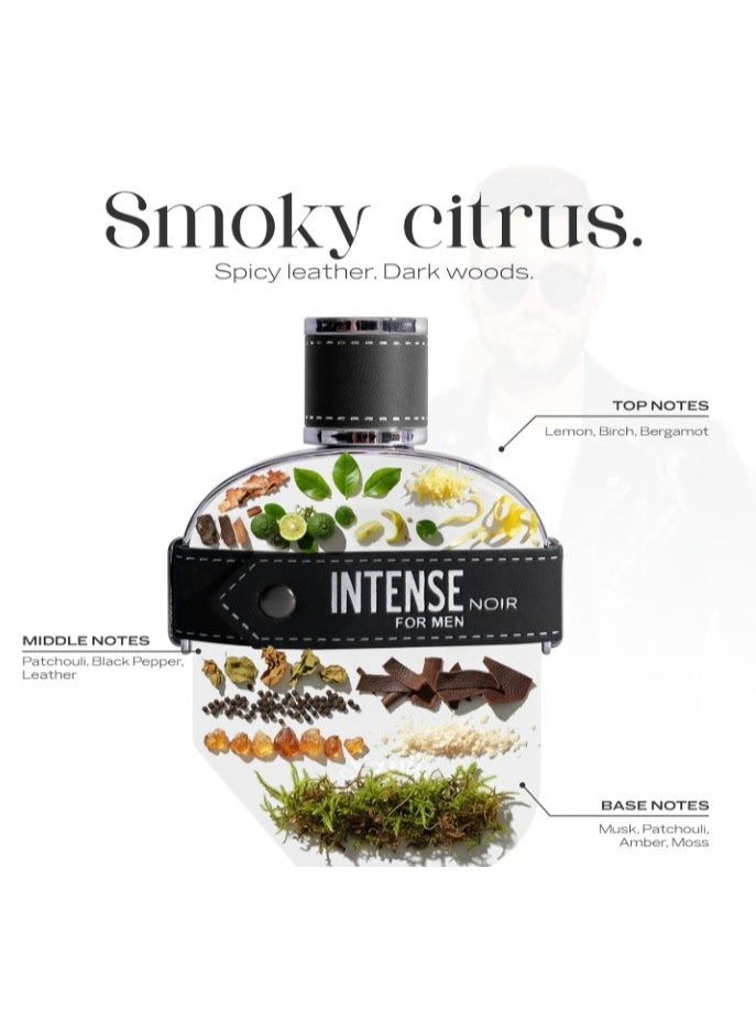 Sapil Intense Noir for men Eau De Toilette 100ml, Affordable Luxury Perfume, Aromatic Ambery Fragrance with Lemon, Birch, Bermagot Top Notes, Bold Blend Perfumes for Men - Image 2