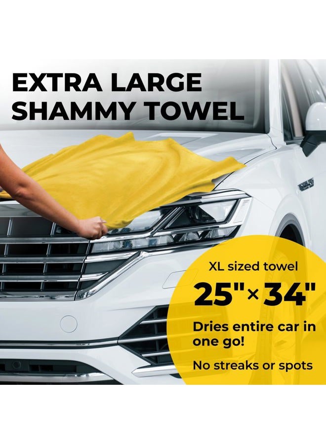 Mighty Cleaner Premium Shammy Towel - 2 Pack - XL Size (25"x34") - Chamois Cloth for Car - Super Absorbent - Spots and Scratch-Free - Easy to Use - Reusable - Image 2