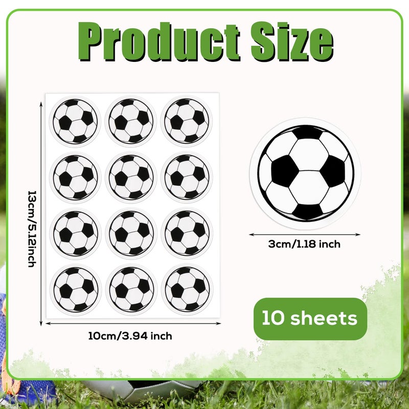 NQEUEPN 120pcs 1.18 Inch Soccer Stickers, 10 Sheets Water Bottles Ball Stickers Sports Decals Self-Adhesive Waterproof Party Favor for Scrapbooking Arts Calendar Craft Kids Decoration - Image 2