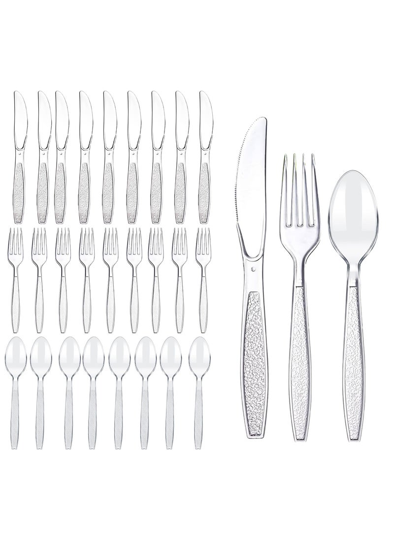 Transparent Plastic Cutlery Set - 100 Sets (Knife, Fork, Spoon), Disposable Utensils for Events, Picnics, and Takeaways  - Image 1
