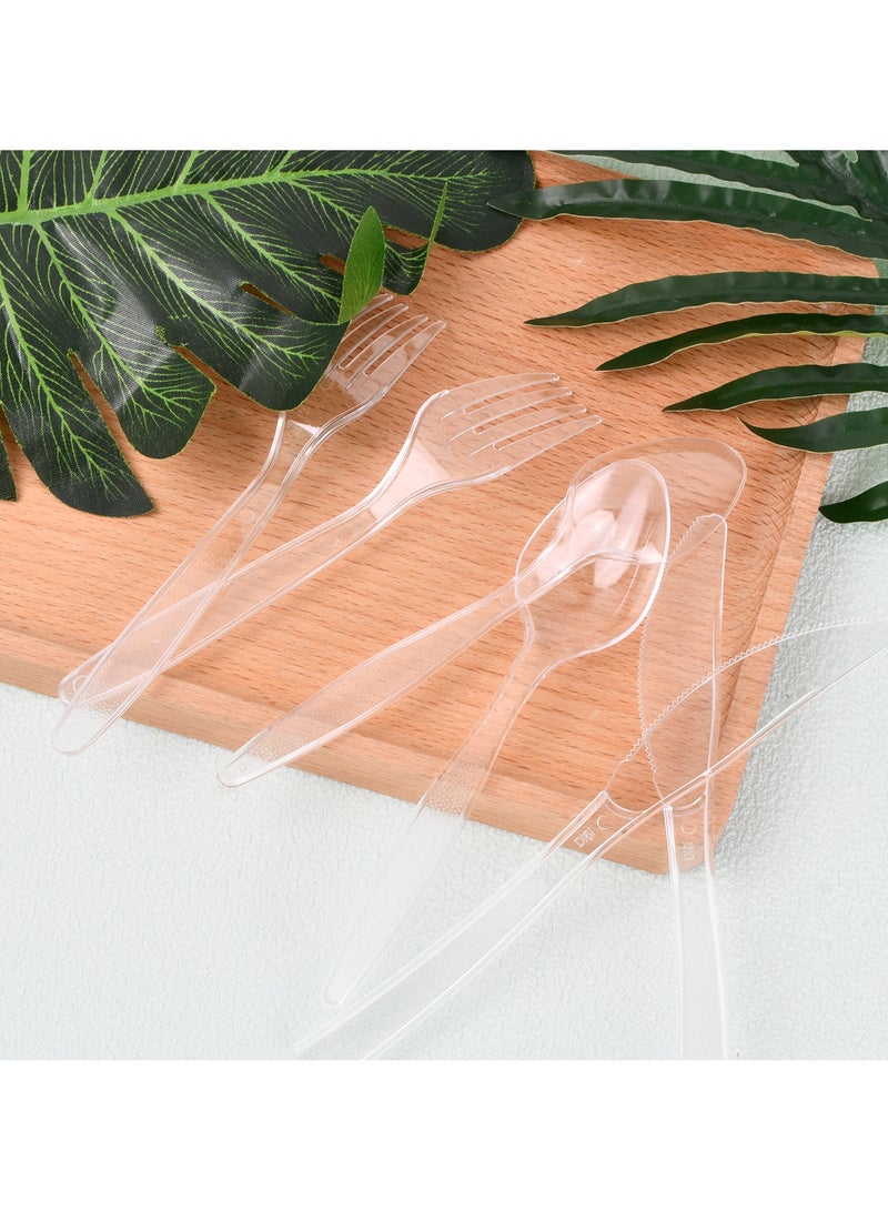 Transparent Plastic Cutlery Set - 100 Sets (Knife, Fork, Spoon), Disposable Utensils for Events, Picnics, and Takeaways  - Image 5