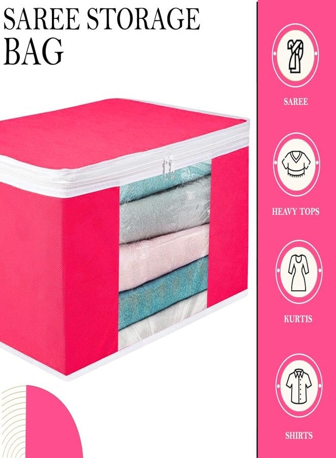Shaping Fabric Garment Cover Non-Woven 90 GSM with Transparent Window & Double Metal Zipper - Pack of 4 | Dustproof Clothes Storage Bag for Sarees, Suits, Jackets, Shirts SCSDRL1682493517524148525500 - Image 3