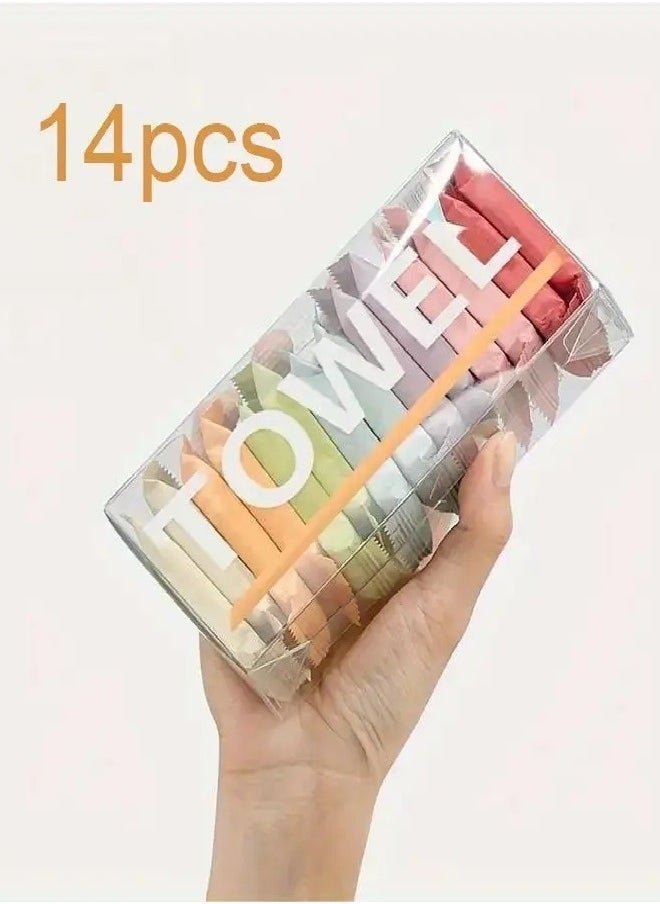 Western Disposable Compressed Washcloths - 14 Pcs/Box - Thick, Portable Travel Towels for Face Cleansing & Beauty  - Image 1