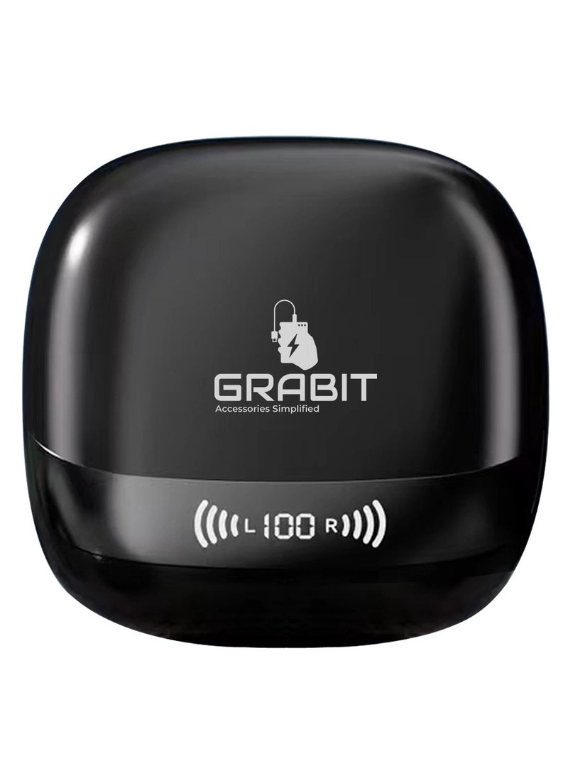 GRABIT - GTUNES-HARMONY True Wireless Earbuds ANC & Premium Sound Enjoy 42dB Active Noise Cancellation, Transparency Mode, and quad-mic clarity with Bluetooth 5.4 for seamless connectivity. Get 6-hour playtime per charge (200 hours total) with rich 13mm drivers for deep bass and crisp sound. Features a sleek electroplated case, digital battery indicator, and Type-C fast charging. Compatible with iPhone, Samsung, OnePlus, Xiaomi, Huawei, Google Pixel, iPads, MacBooks, and more. - Image 1