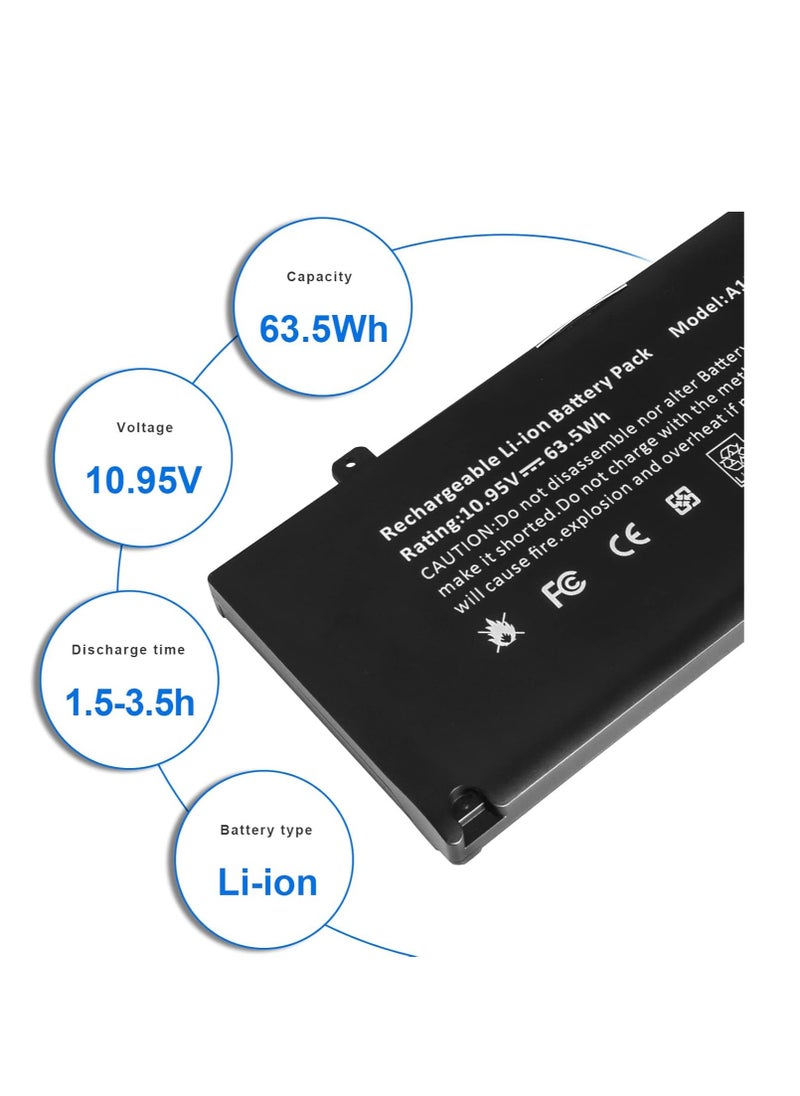 Generic Replacement battery for certain 13-inch laptop models (Mid 2009, Mid 2010, Early and Late 2011, 2012). This battery is rated at 10.95V, 63.5Wh, and has 6 cells.  - Image 2