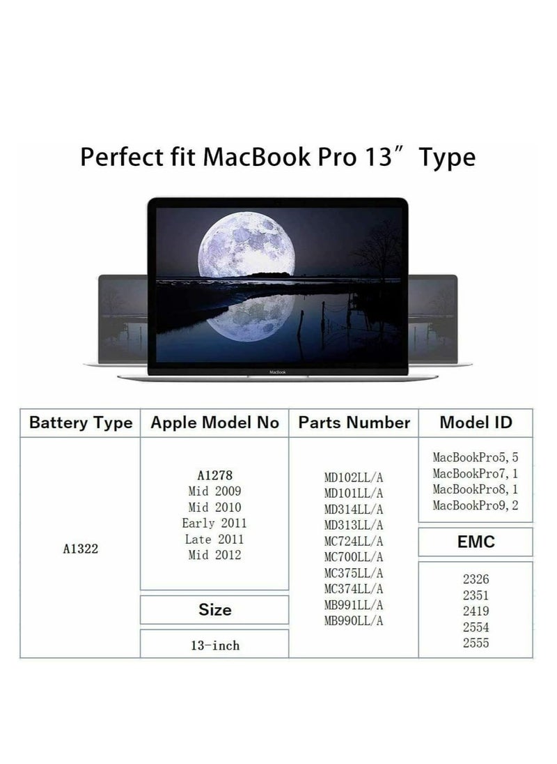 Generic Replacement battery for certain 13-inch laptop models (Mid 2009, Mid 2010, Early and Late 2011, 2012). This battery is rated at 10.95V, 63.5Wh, and has 6 cells.  - Image 3