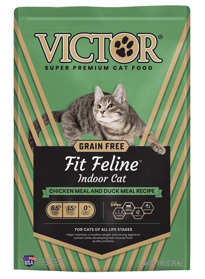 Victor Super Premium Cat Food - Grain Free Fit Feline - Dry Cat Food for Indoor Cats - for All Breeds and All Life Stages from Kitten to Adult, 5lb - Image 1