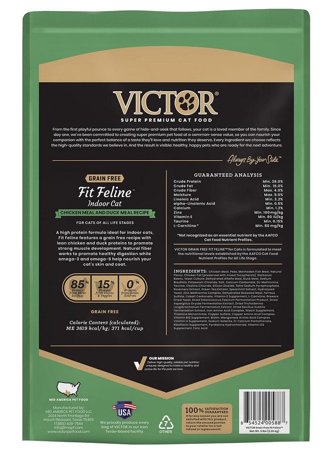 Victor Super Premium Cat Food - Grain Free Fit Feline - Dry Cat Food for Indoor Cats - for All Breeds and All Life Stages from Kitten to Adult, 5lb - Image 2