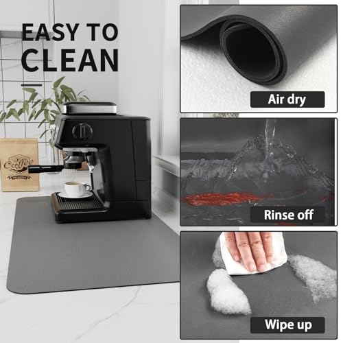HotLive Coffee Mat - Absorbent Hide Stain Rubber Backed Dish Drying Mat for Kitchen Counter - Bar Mats for Countertops Accessories Fit Under Coffee Maker Espresso Machine - Image 4