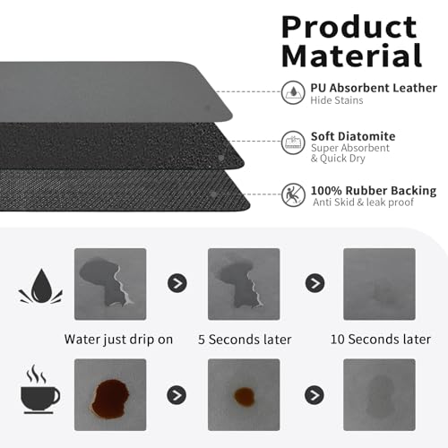 HotLive Coffee Mat - Absorbent Hide Stain Rubber Backed Dish Drying Mat for Kitchen Counter - Bar Mats for Countertops Accessories Fit Under Coffee Maker Espresso Machine - Image 2
