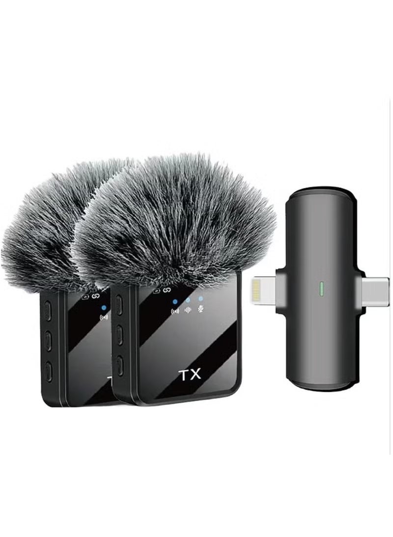 تي اكس 2-in-1 Wireless Microphone Kit – Crystal-Clear Audio, Noise Reduction, Plug & Play, Compatible with Smartphones & Cameras – Ideal for Interviews, Vlogging, Live Streaming, YouTube, TikTok - Image 1