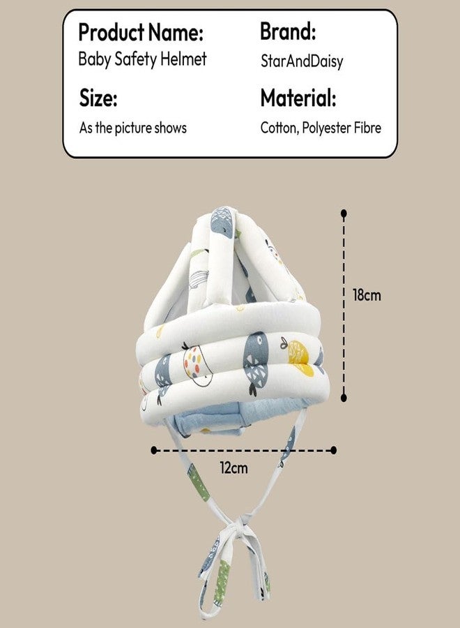 StarAndDaisy Baby Head Protector Cushion Plush Soft Toy Early Learning Toy Fall Protection Helmet Baby Head Protector Child Adjustable Strap -Fish Print - Image 2