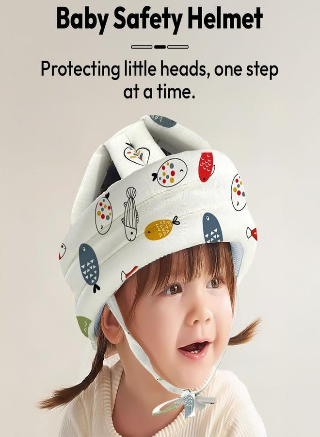 StarAndDaisy Baby Head Protector Cushion Plush Soft Toy Early Learning Toy Fall Protection Helmet Baby Head Protector Child Adjustable Strap -Fish Print - Image 3