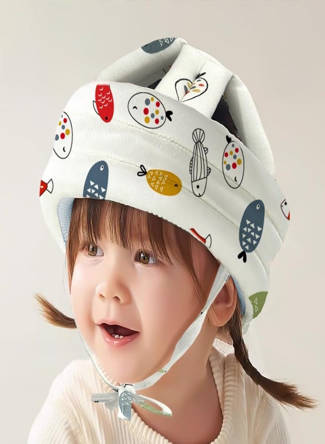 StarAndDaisy Baby Head Protector Cushion Plush Soft Toy Early Learning Toy Fall Protection Helmet Baby Head Protector Child Adjustable Strap -Fish Print - Image 1