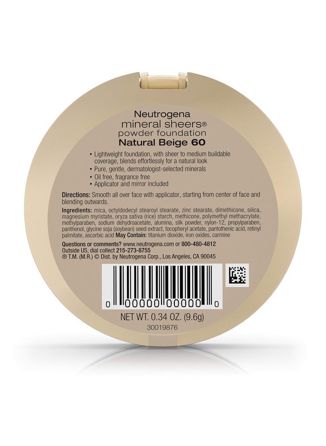 Neutrogena Mineral Sheers Powder Foundation, Natural Beige 60, 0.34 Ounce  - Image 4