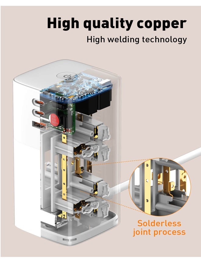 LDNIO Power Extension Cord, 70W Multi Sockets Power Strip, 7-in-1 Multifunctional Charging Station, 4 Universal AC Outlets Plug Adapter, USB & 2 Type-C PD Gan Charging Ports for Home, Office, iPhone 2 Meter Cable - Image 5