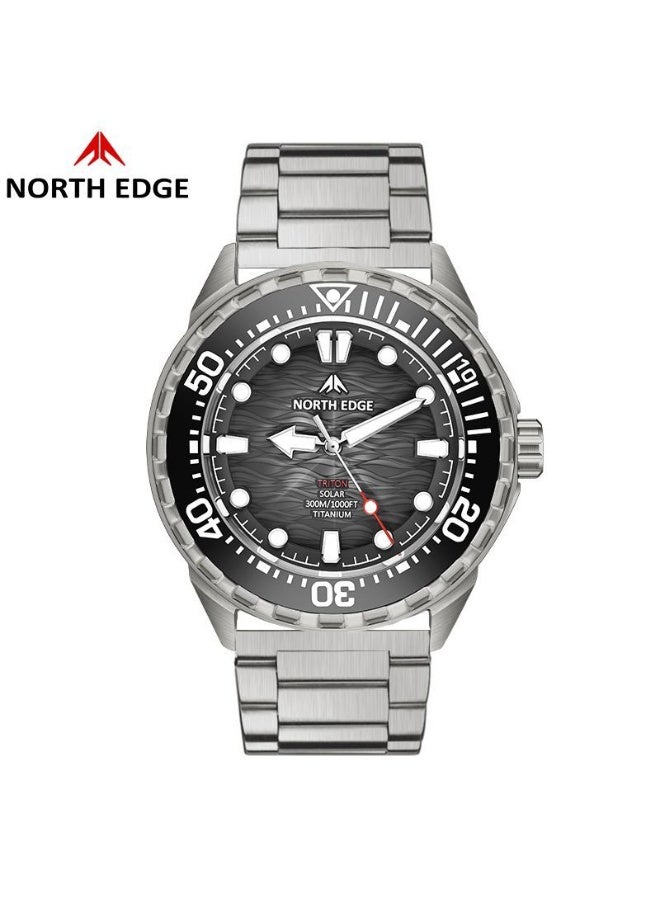 نورث إيدج NORTH EDGE للرجال الغوص بالطاقة الشمسية حالة سبيكة التيتانيوم 300 متر مقاوم للماء عمر البطارية الطويل جدا ساعة شمسية - Image 1