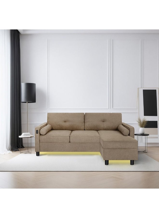 DANUBE HOME Vermax Fabric Corner Sofa Comfortable, Stylish & Durable Corner Couch for Living Room, Modern Sofas for Home, Sectional Sofas for Ultimate Comfort and Durable Relaxation - Brown  - Image 1