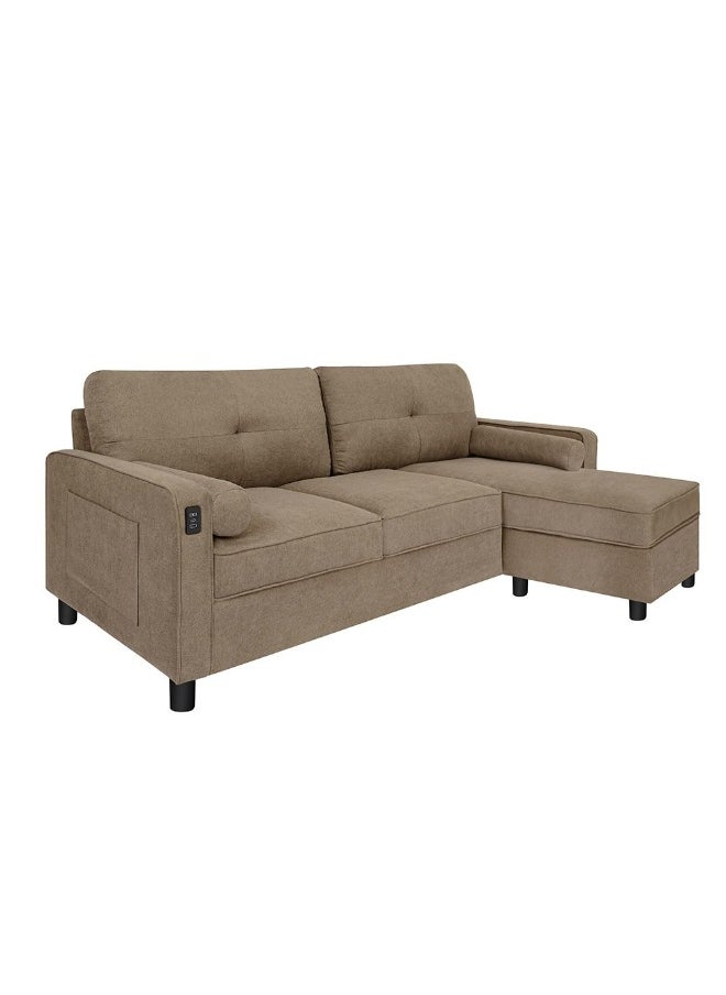 DANUBE HOME Vermax Fabric Corner Sofa Comfortable, Stylish & Durable Corner Couch for Living Room, Modern Sofas for Home, Sectional Sofas for Ultimate Comfort and Durable Relaxation - Brown  - Image 4