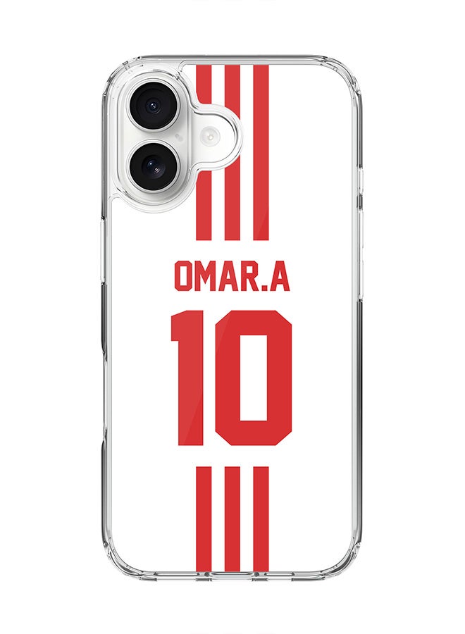 Stylizedd Classic Clear MagSafe Case for iPhone 17 , Hybrid Soft Case Flexible Edges Anti Drop TPU PC Gel Thin Transparent Cover [ Designed for iPhone 17 ] - Football Team - UAE, Player Name - Omar.A