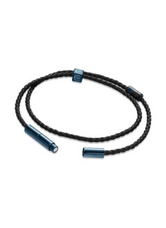CERRUTI 1881 Massimo Blue and Black Leather Bracelet for Men  - Image 3