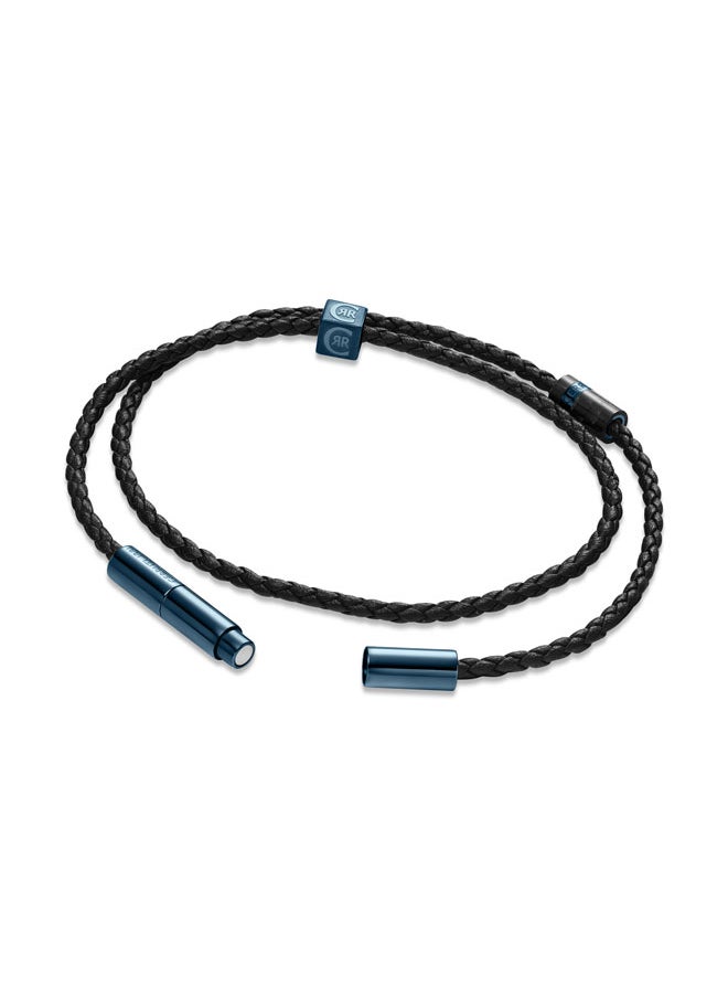 CERRUTI 1881 Massimo Blue and Black Leather Bracelet for Men  - Image 3