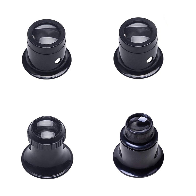 Jewelers Loupe Portable Monocular Magnifier Experimental Tools Magnifying Glass Jewelry Tools for Eye Magnifier Lens Repair Kit5X 10X 15X 20X 4pcs