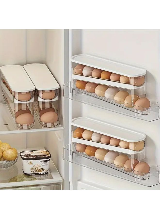 Stackable Plastic Egg Storage Box With Sliding Lid For Refrigerator Countertop 1pc - Image 2
