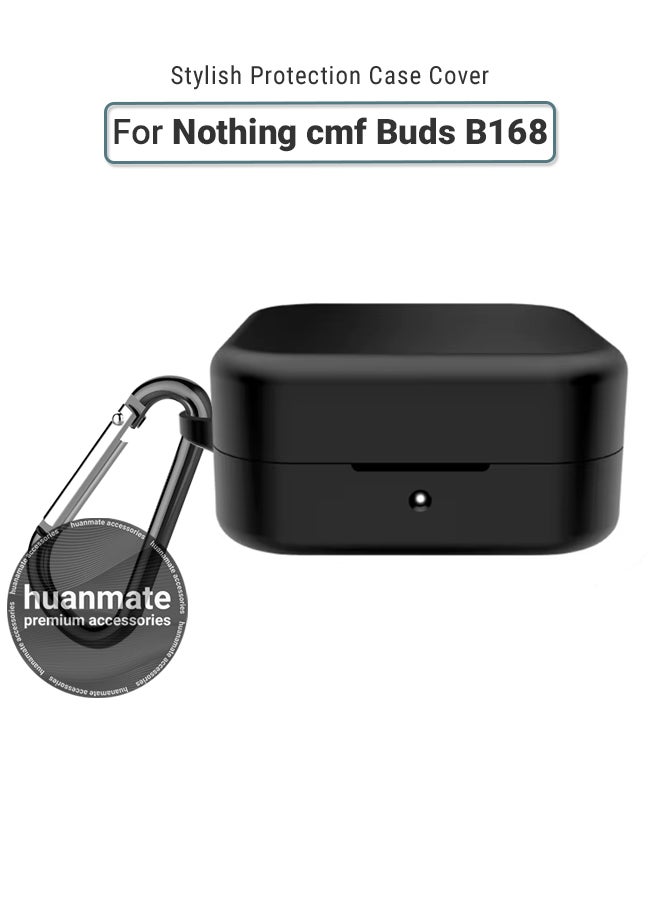 huanmate - Nothing cmf Buds B168 Silicone Case Cover - Black - Made with Soft Silicone, Lightweight & Durable - Stylish Design, Accurate Cut-outs, Easy Installation & Removal - Image 1