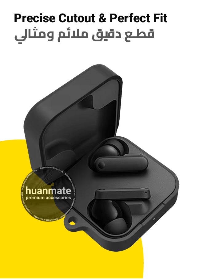 huanmate - Nothing cmf Buds B168 Silicone Case Cover - Black - Made with Soft Silicone, Lightweight & Durable - Stylish Design, Accurate Cut-outs, Easy Installation & Removal - Image 1