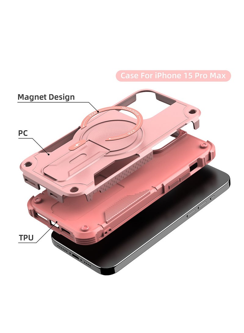 Excefore Magnetic Phone Case, 2023 Latest model Creative Mobile Phone Case with iPhone15 Pro max, Anti-fall Case, Anti-Fingerprint/Skid Cover, PC+TPU, Compatible with MagSafe, Pink - Image 3