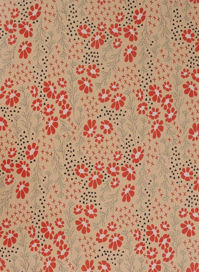 Aimyoo 17 inch x 60 ft Red Floral Kraft Wrapping Paper Roll for Wedding Bridal Shower Birthday,Table Runner Covering Craft Project - Image 2