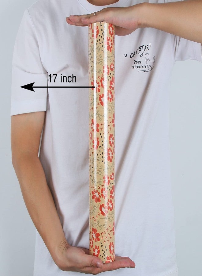 Aimyoo 17 inch x 60 ft Red Floral Kraft Wrapping Paper Roll for Wedding Bridal Shower Birthday,Table Runner Covering Craft Project - Image 3