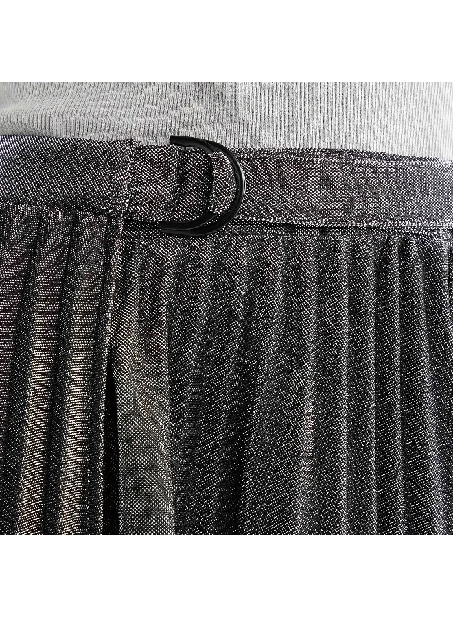 Splash FAV Pleated Asymmetric Skirt with Buckle Accent