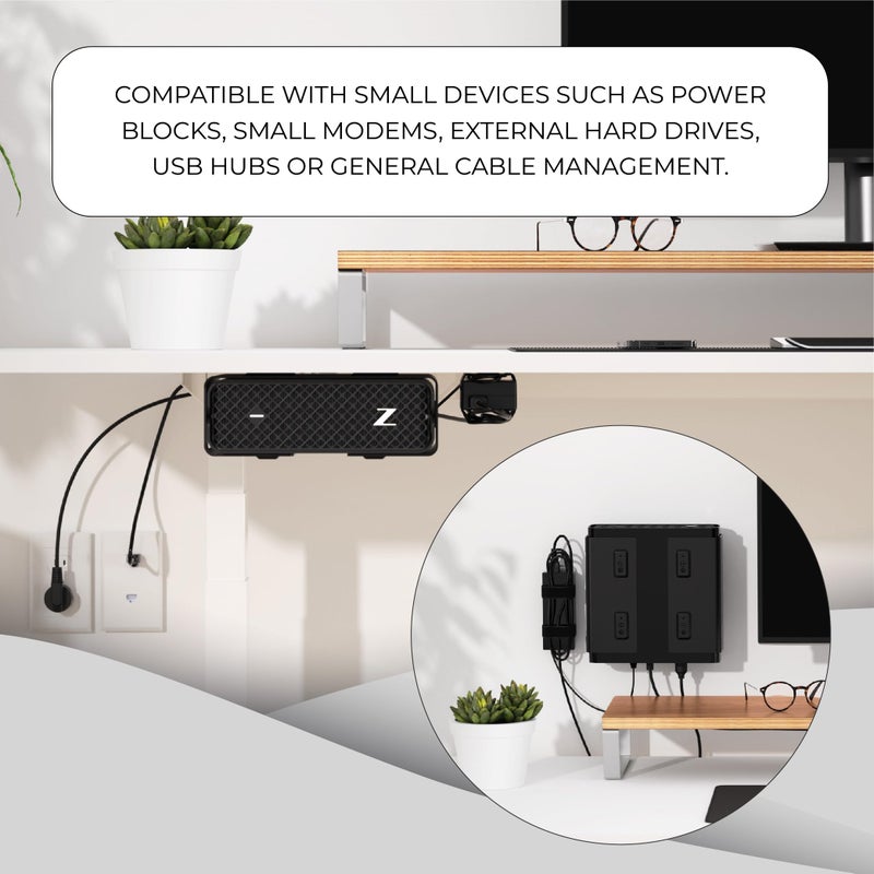 HumanCentric Universal Small Mounting Bracket Compatible with Small Devices, Modems, Power Blocks, Mount on The Wall or Under Your Desk, Vertically or Horizontally - Image 2