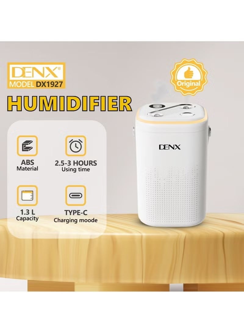 دينكس فواحة هواء 1.3 لتر – بطارية قابلة للشحن 1800mAh – شحن Type-C – ترطيب وتنقية الهواء - Image 2