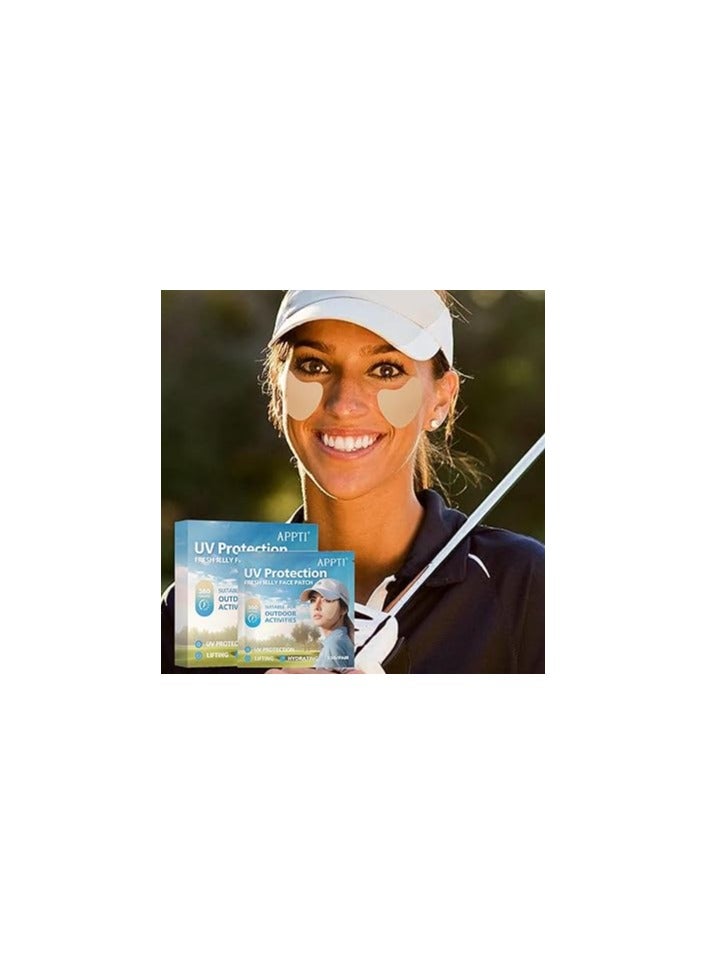 SOLARAE لصقات الشمس للوجه، 5 أزواج من لصقات مؤشر واقي الشمس، لصقات مقاومة للماء للكشف عن الأشعة فوق البنفسجية لمنع حروق الشمس، لصقة يومية لقطع الأشعة فوق البنفسجية للجولف، تأثير مقاوم للماء جيد، ملائمة مريحة للتزلج، المشي، الصيد - Image 2