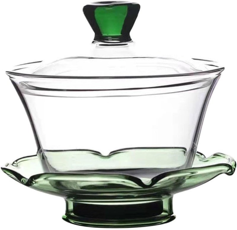 Cabilock 1set Chinese Style Transparent Glass Tureen Teacup with Lid Elegant Tea Cup for Home Office and Special Occasions for Tea Ceremonies - Image 1
