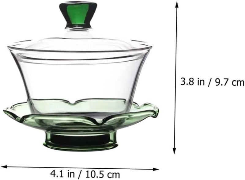 Cabilock 1set Chinese Style Transparent Glass Tureen Teacup with Lid Elegant Tea Cup for Home Office and Special Occasions for Tea Ceremonies - Image 2