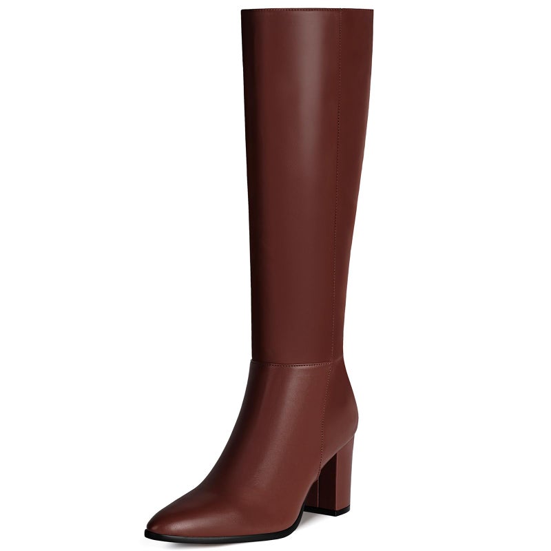 Vipost 3.35-inch Pointed Toe Knee High Boots for Women, Chunky Block Heel Tall Boots for Women with Side Zipper, Long Fall Winter Boot 2025 - Image 1