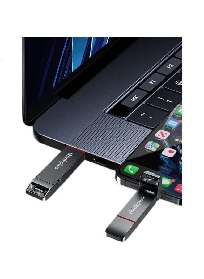 thinkplus Thinkplus Lenovo Usb Flash Drive 128Gb Dual Interface Solid State Drive Reading Speed Up To 550Mb/S Usb/Type-C High Speed Large Capacity Office Flash Drive Tu205 Series - Image 1