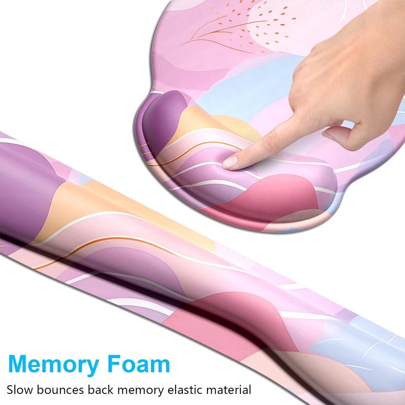Dapesuom Keyboard Wrist Rest and Mouse Pad with Wrist Support, Cute Memory Foam Cushion for Keyboard and Mouse Set, Ergonomic Pad Rests with Non Slip Base for Easy Typing & Pain Relief, Colorful Art - Image 3