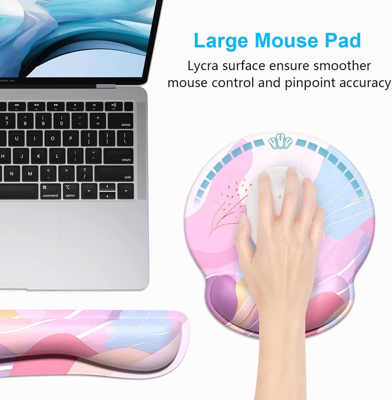 Dapesuom Keyboard Wrist Rest and Mouse Pad with Wrist Support, Cute Memory Foam Cushion for Keyboard and Mouse Set, Ergonomic Pad Rests with Non Slip Base for Easy Typing & Pain Relief, Colorful Art - Image 5