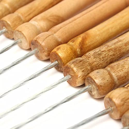 Funeiko BBQ Skewers Tandoor for Barbecue, Grill | Stainless Steel Stick with Wooden Handle (Pack of 12) - Image 4
